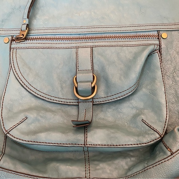 Fossil Genuine Leather Women's Blue Handbag One Size - Picture 9 of 10